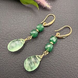 Chic Gold and Green Gemstone Earrings